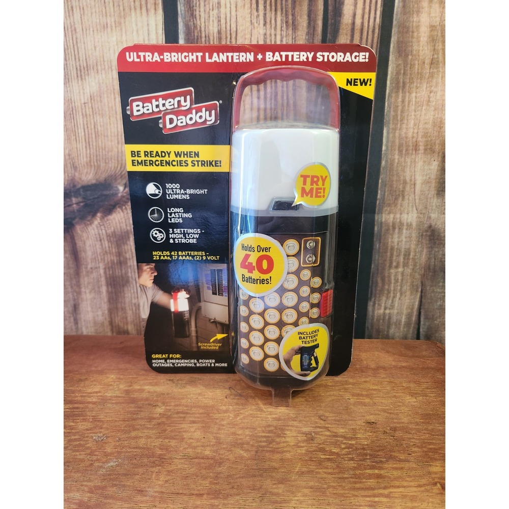 Battery Daddy Ultra-Bright 1000 Lumen LED Lantern with Battery Storage Organizer